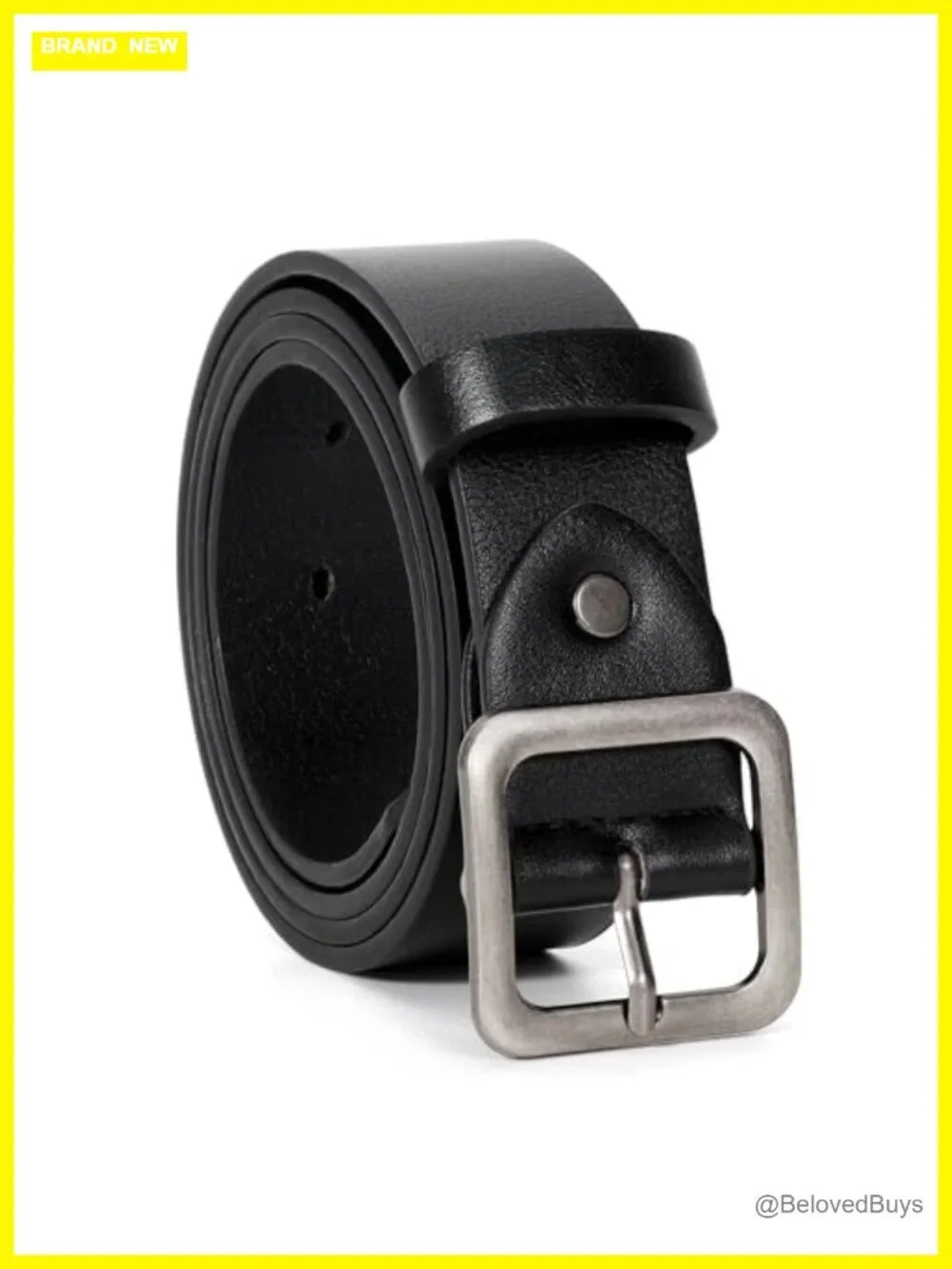 Faux Leather Belt with Square Buckle for Women